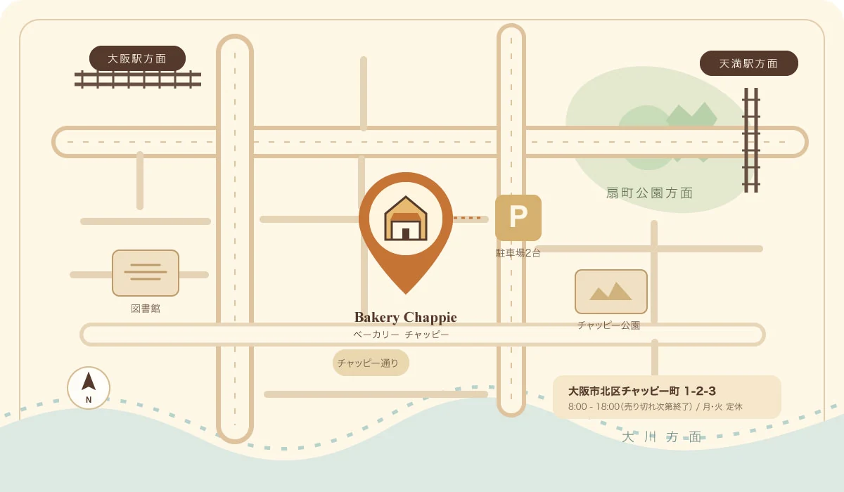 Bakery Chappie周辺のイラスト地図